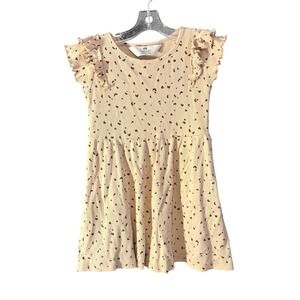 H&M Girls Ribbed Heart‎ Leopard Animal Print Dress Beige Brown (Girls 2T)